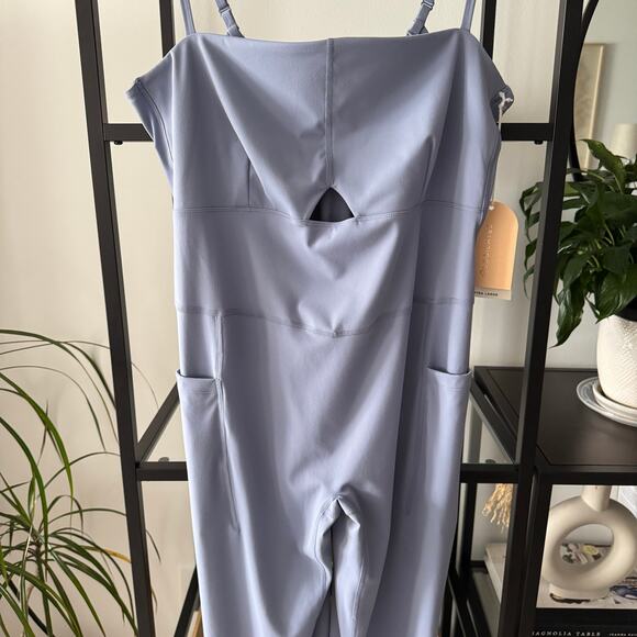 Blogilates Peekaboo Steel Blue Flare Leg Sleeveless Jumpsuit Women’s Size XL - Picture 3 of 11